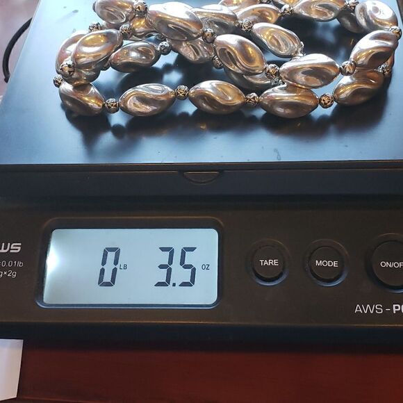 VINTAGE Hollow Silver Beaded Necklace Screw Clasp RARE FIND - Picture 7 of 7